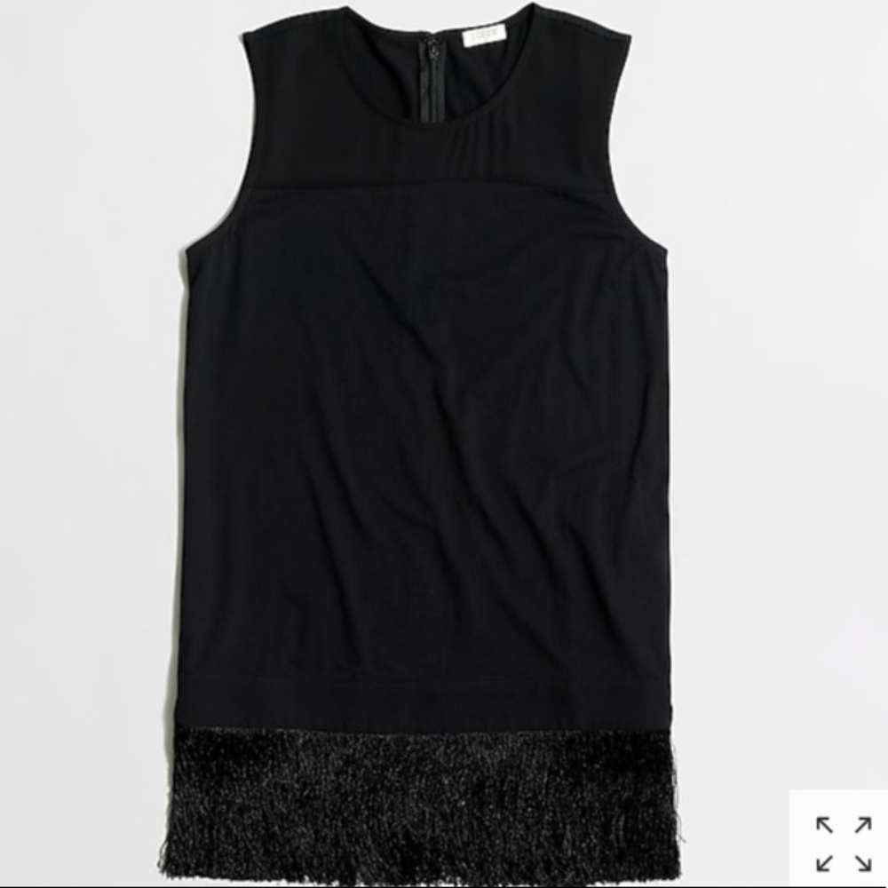 J. Crew Factory Black Fringe Tank Top